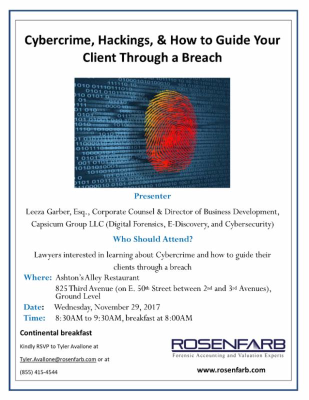 11/29/17 Cybercrime, Hackings and Breach