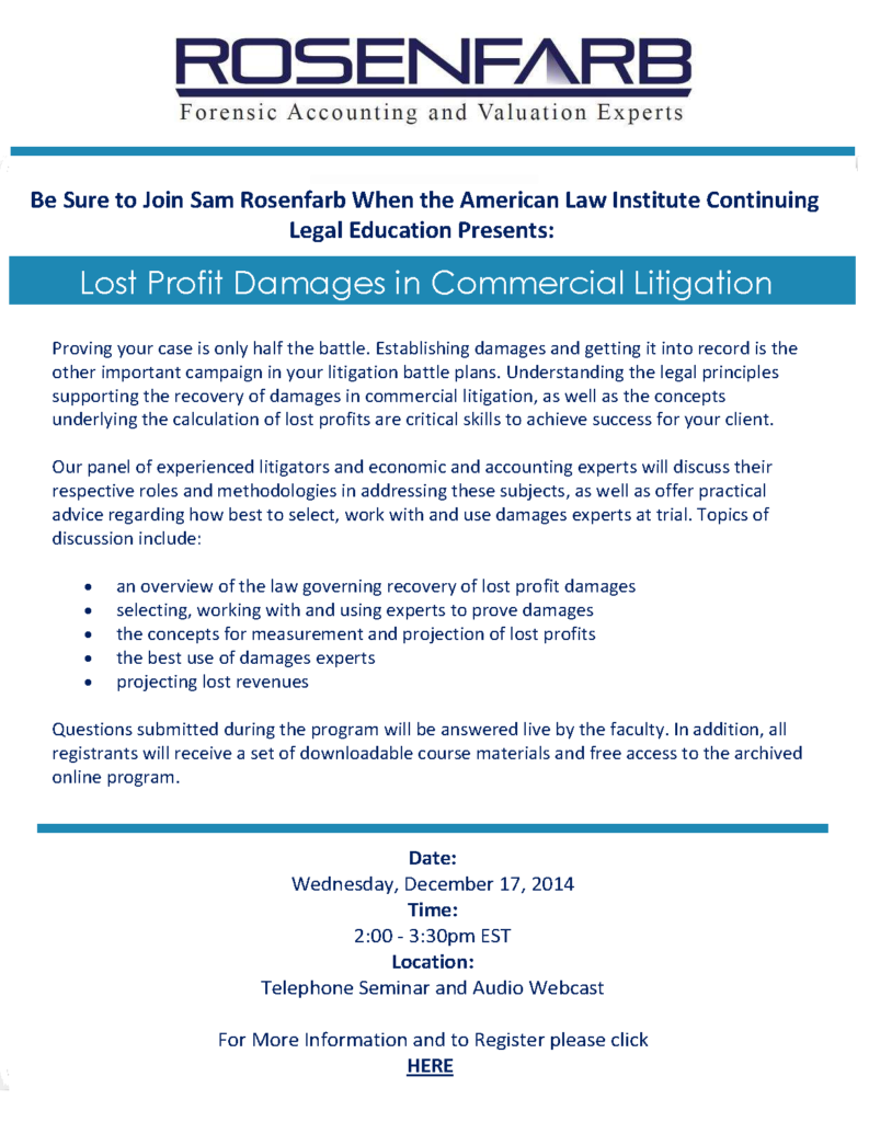 12/17/14 Lost Profit Damages in Commercial Litigation